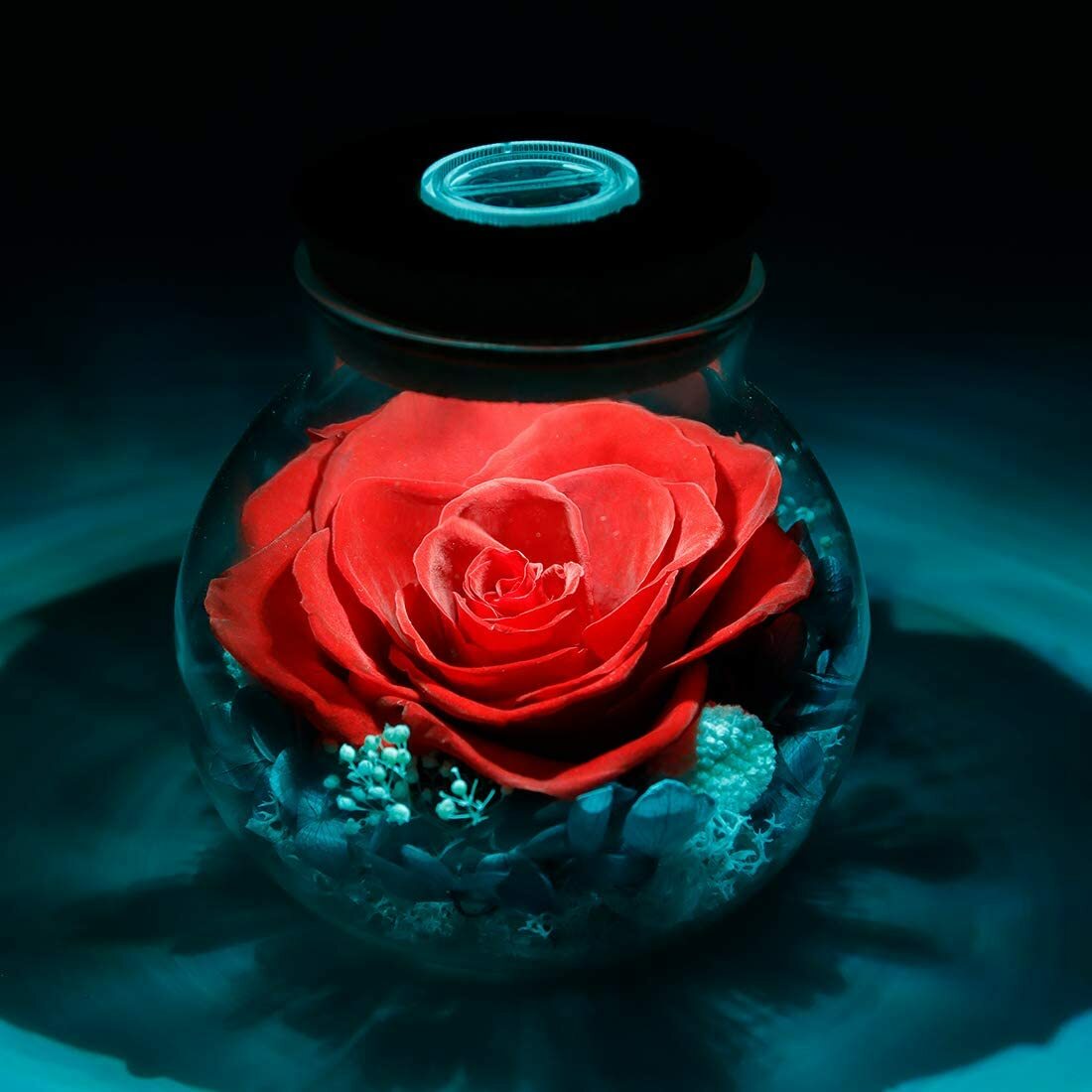 Preserved Real Roses with Colorful Mood Light Wishing Bottle Eternal Rose Gifts