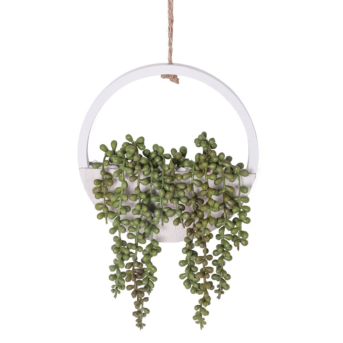 Artificial Succulents Hanging Plants 12.2” Fake String of Pearls in Pot with…