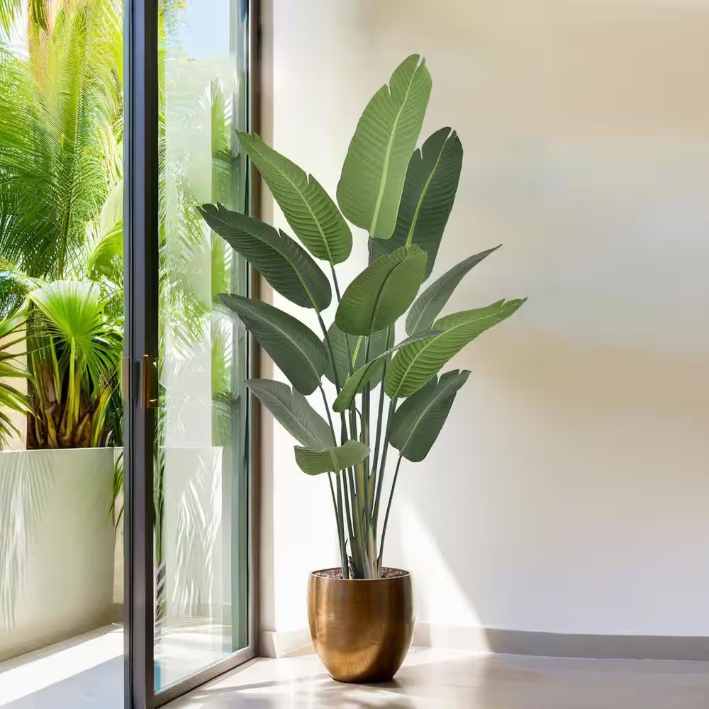 70 In. Artificial Black Birds of Paradise Plant Indoor/Outdoor Green Lifelike Fa