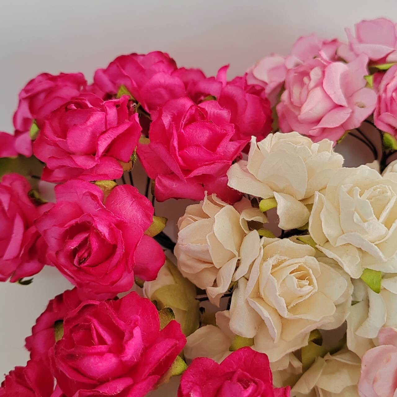 50 Mix in Pink Tone Artificial Flowers Rose Flower Paper Flower size 30-35 mm