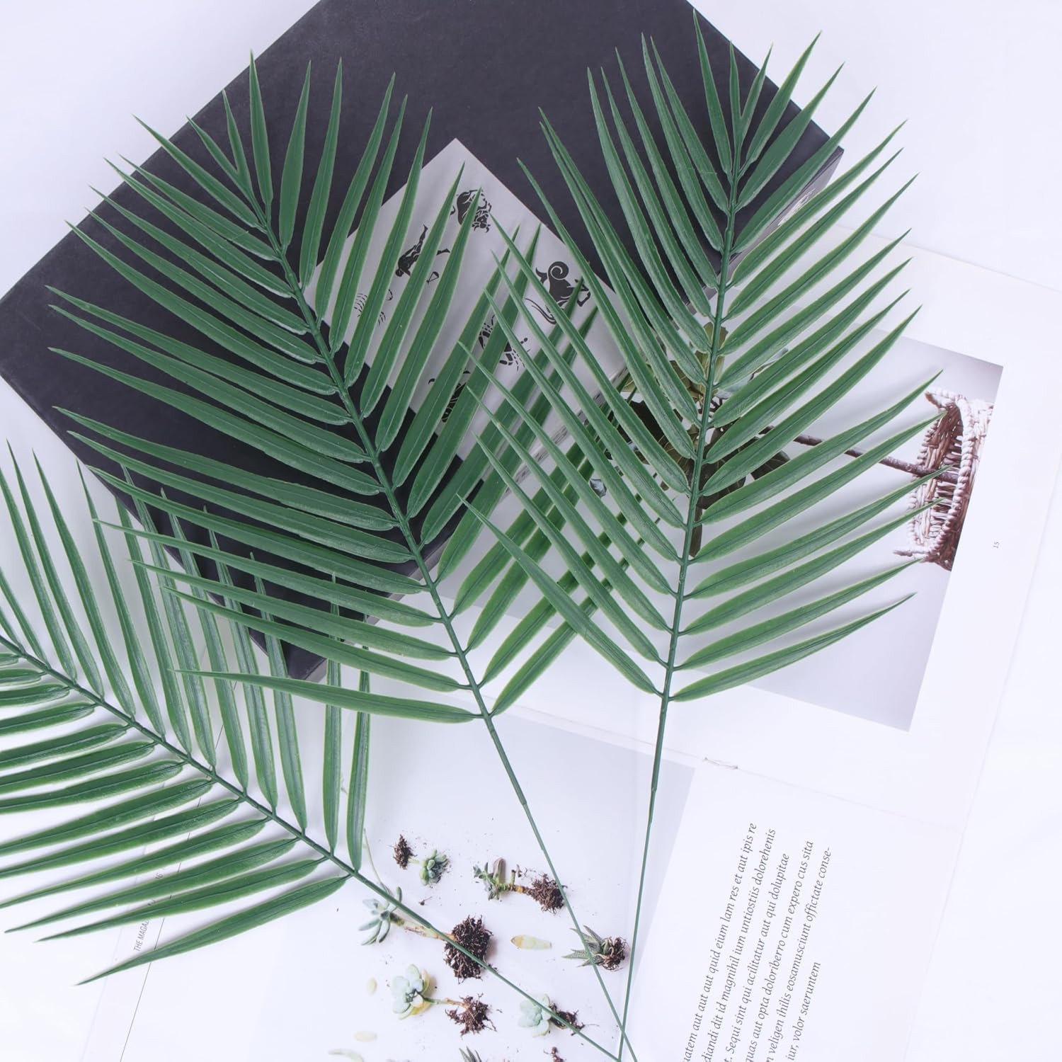 20 Pcs Artificial Palm Leaves Stems Greenery Tropical Palm Leaves Faux Monstera