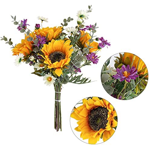 Artificial Sunflowers Bouquet Fake Flower Bouquet with Sunflowers for Bridal