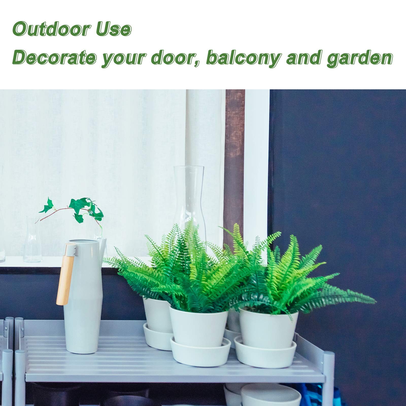 Outdoor Artificial Boston Fern Plants Bushes 20Packs Faux Plants Shrubs Green…