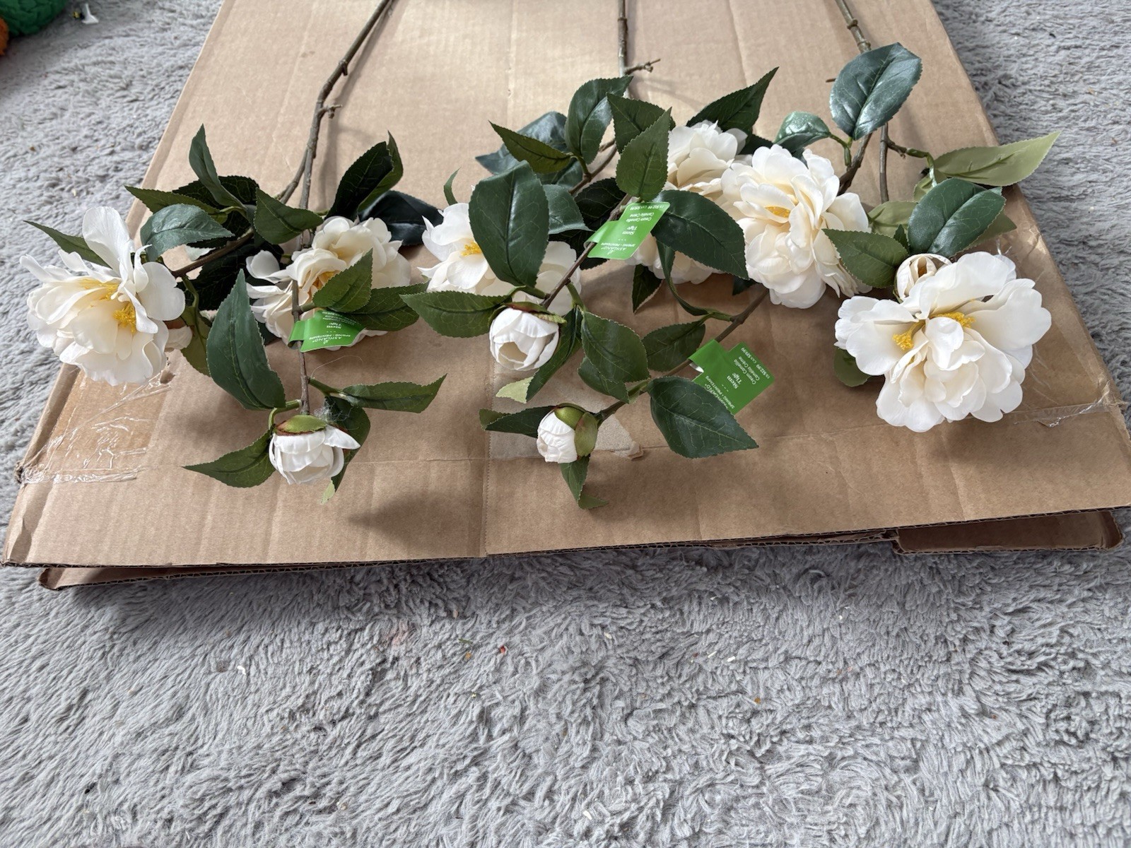 Real Touch White Camellia Long Stem Silk Artificial Flowers-Ashland New