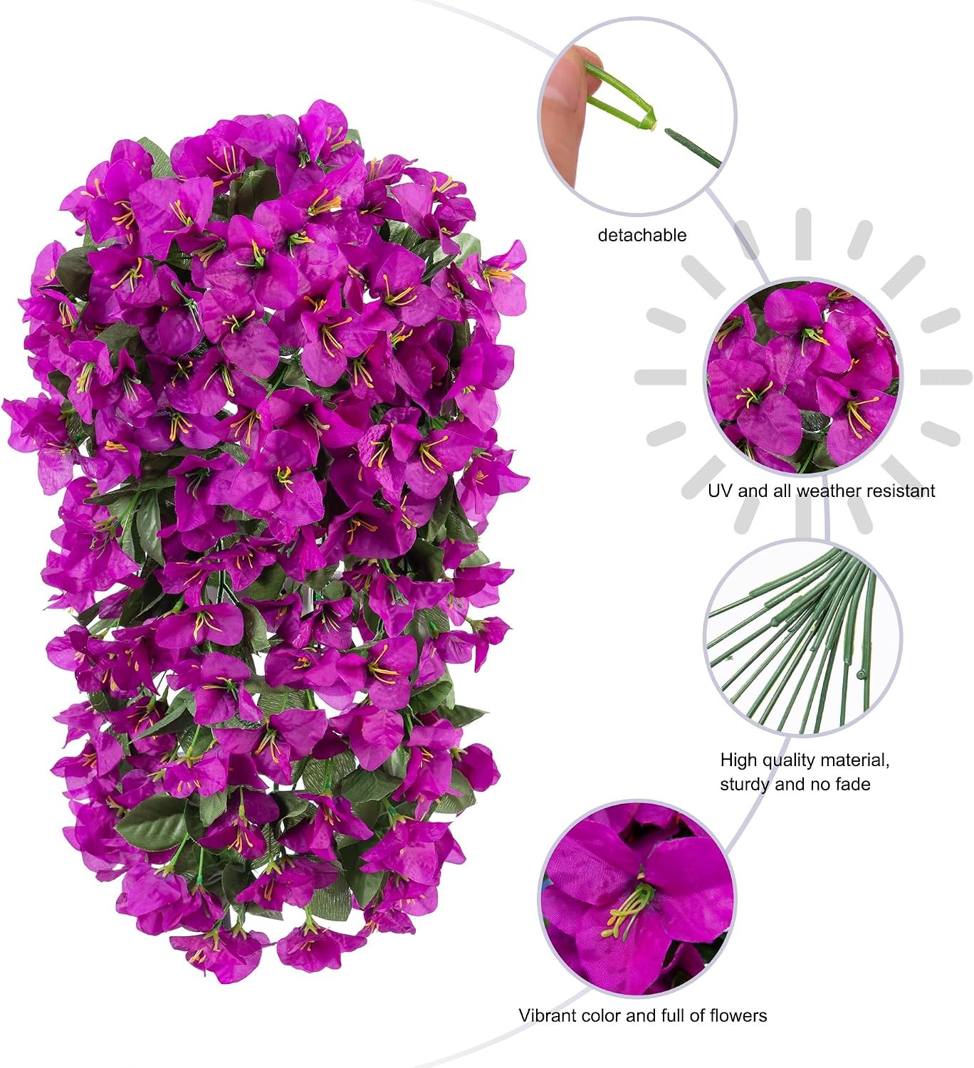 Faux Bougainvillea Artificial Flowers Plants for Outdoors Outside Decoration,