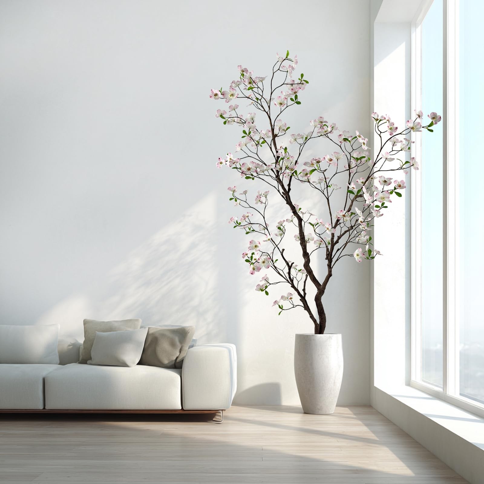 6.2ft Artificial Pink Dogwood Potted Tree