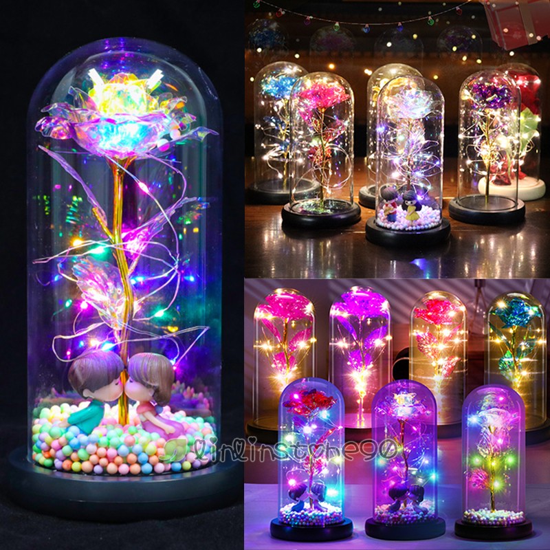 Christmas Rose Gift for Women Mon – Flower LED Light in Glass Gifts for Birthday