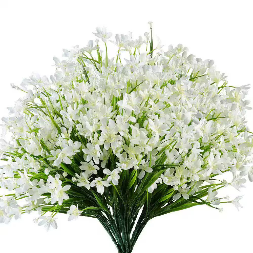 14 In. White 6 Bundles Artificial Daffodils Other Flowers, Fake Greenery UV Resi