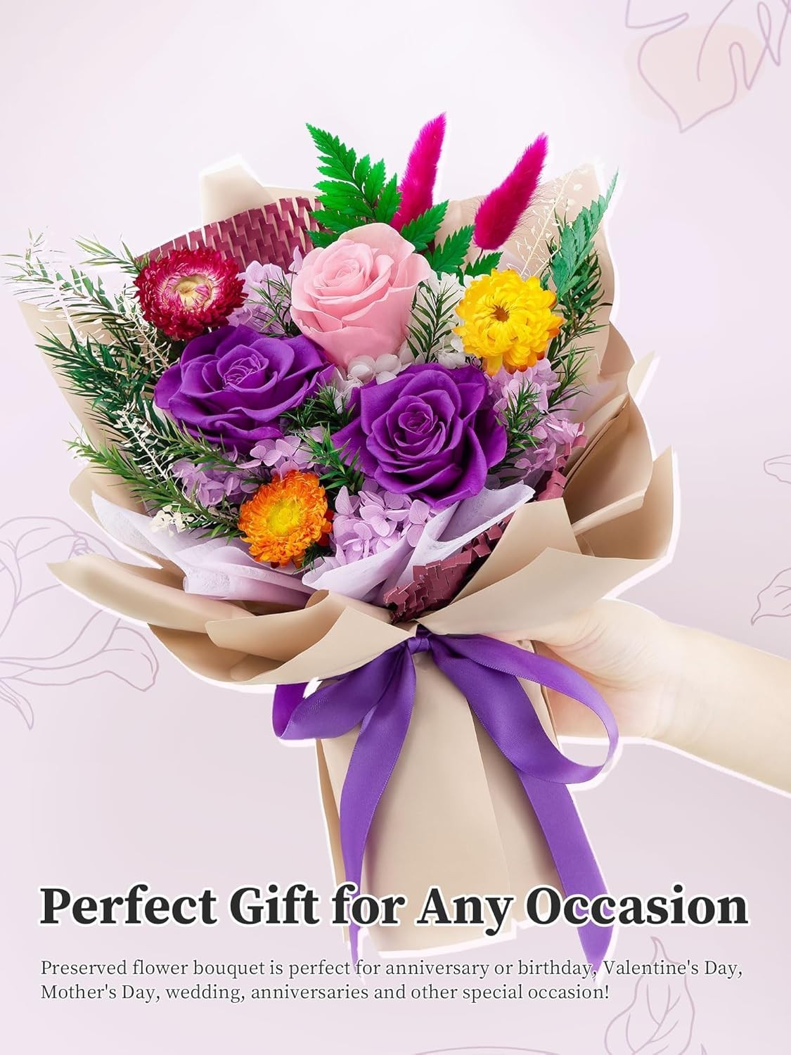 Forever Flowers Gifts for Her, Valentines Day Preserved Flowers Bouquet Birth…