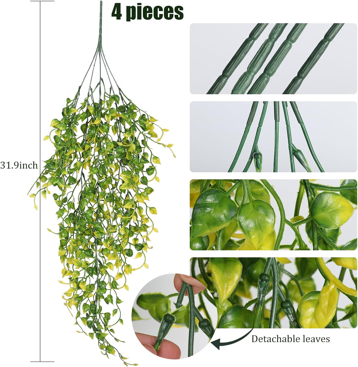 Artificial Hanging Plants 4PCS 33Inch Fake Eucalyptus Leaves Ivy Plant UV Resist