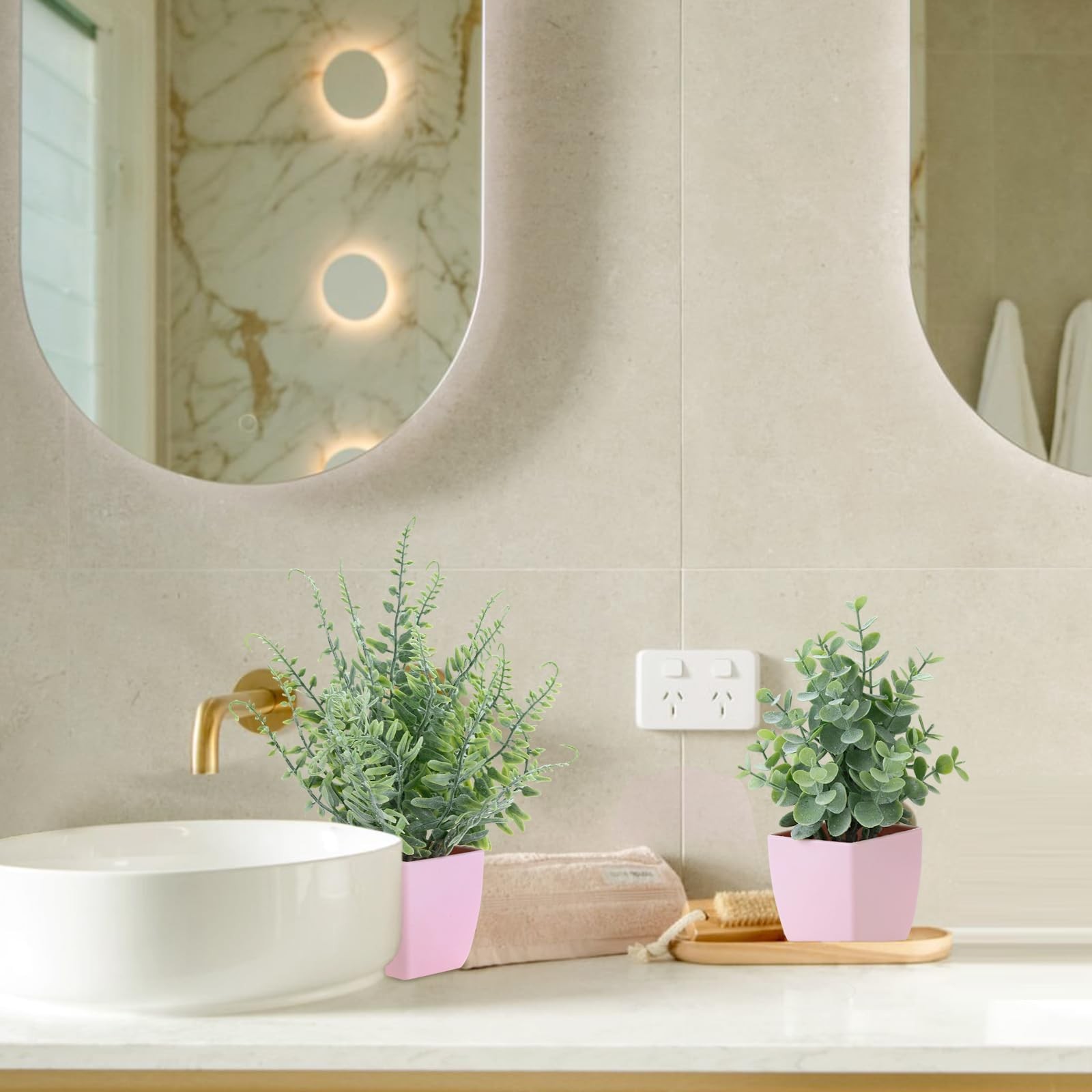 2 Pack Small Fake Plants in Pink Pot Artificial Plant Eucalyptus Faux Potted …