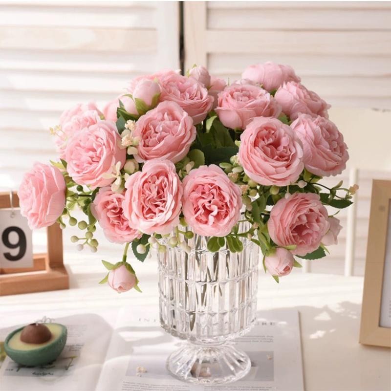 30cm Rose Pink Silk Peony Bouquet Artificial Flower Wedding Home Party Decor