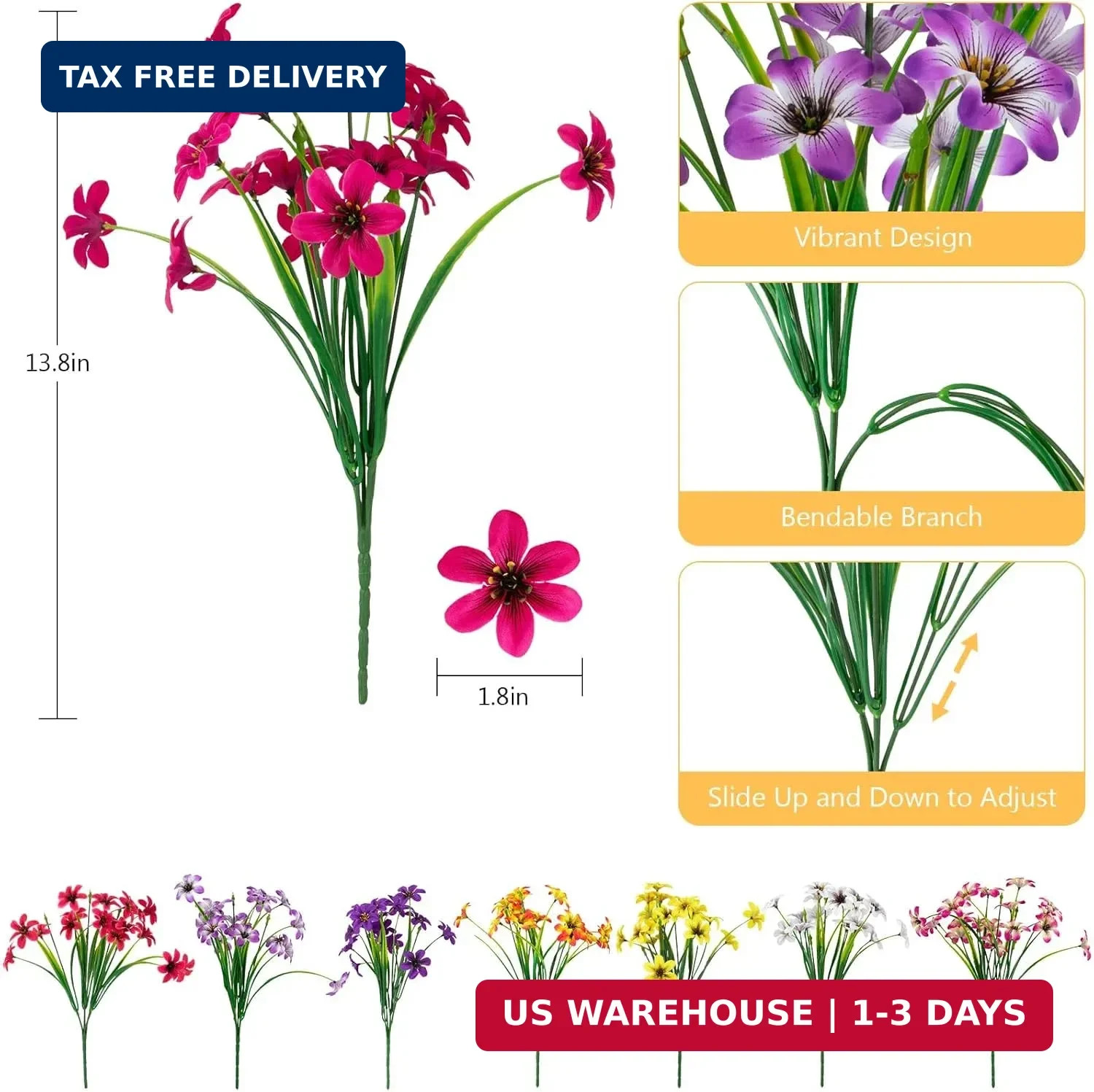16 Pcs Artificial Flowers for Outdoors, UV Resistant Fake Pansy Silk Flowers, Re
