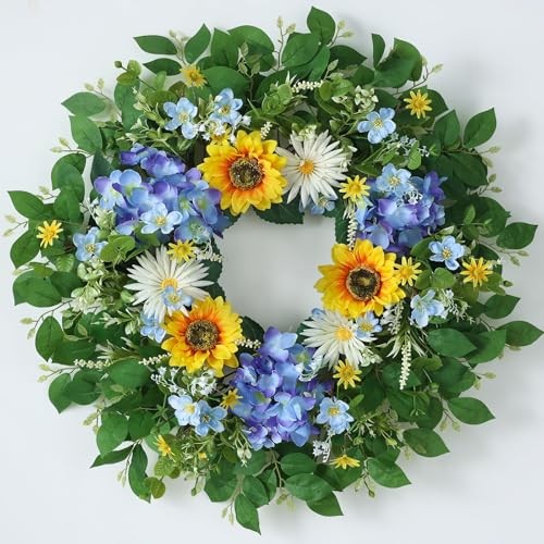 26″ Large Artificial Flower Wreath for Front Door Outside – Spring Summer