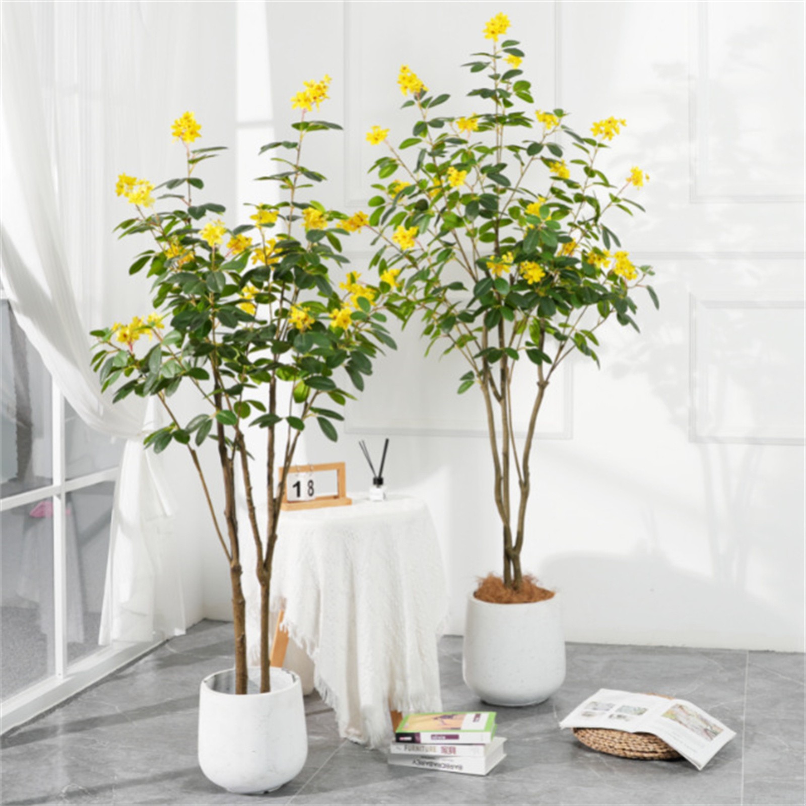 4/5FT Artificial Jasmine Tree Artificial Handmade Trees with Blooming Flowers US
