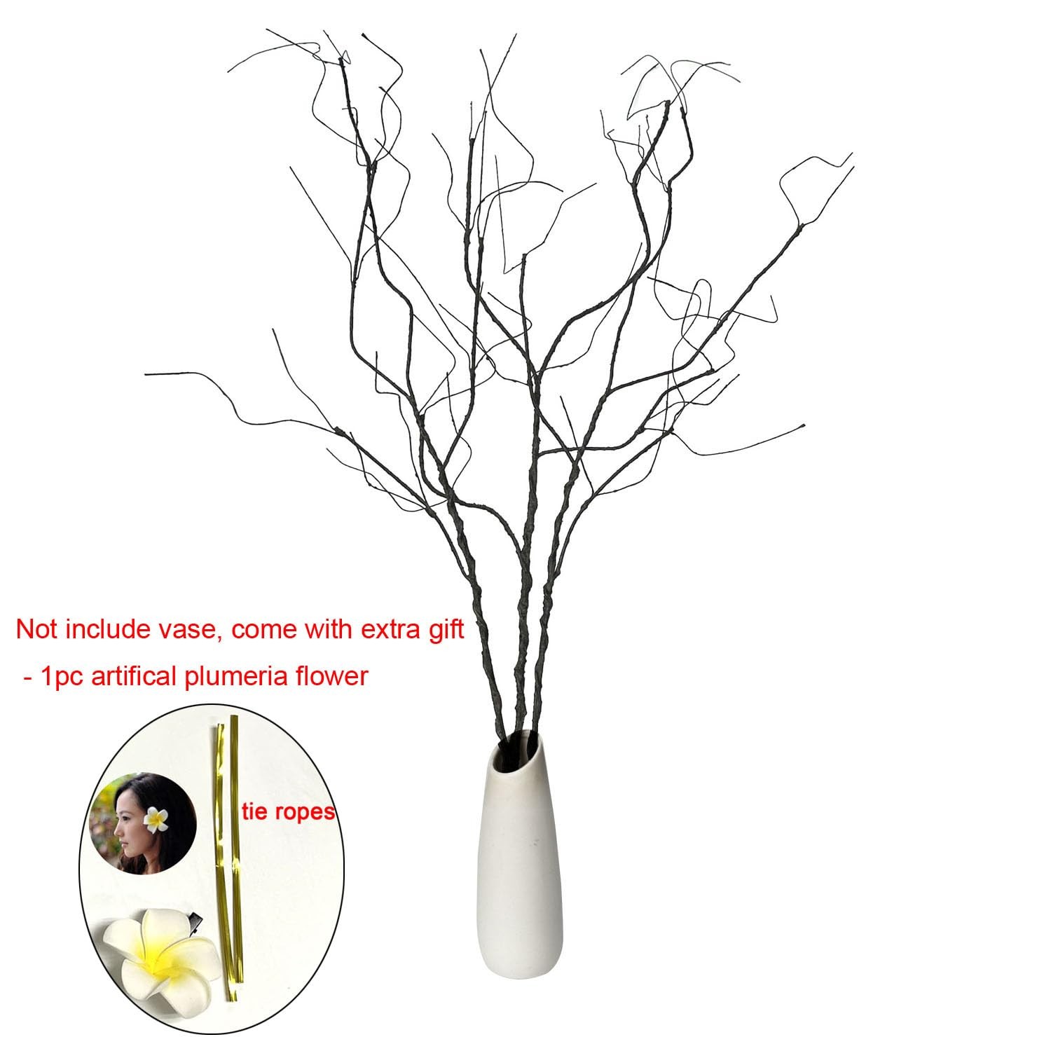 3Pcs 37″ Lifelike Curly Branches Dry Artificial Twigs Fake Plants Bendable St…