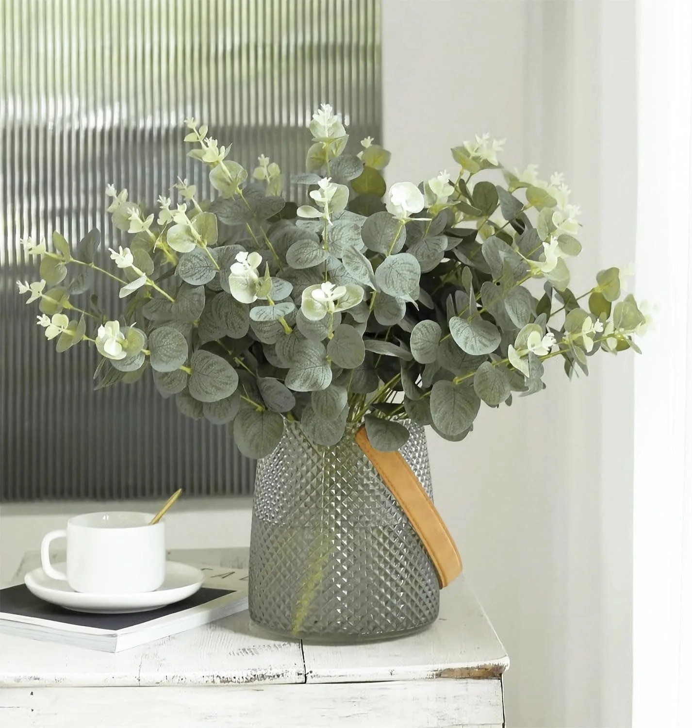 5/10/20Pcs Of Eucalyptus Leaf Stems Green Artificial Plants For Living Room Deco
