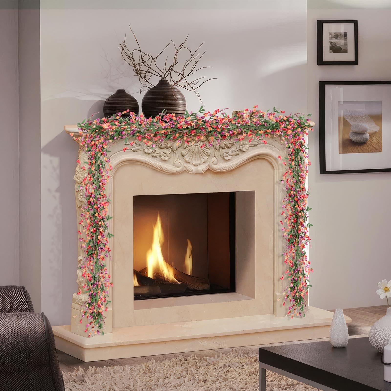 Flower Garland 6Ft Spring/Summer Garland Floral Garlands for Mantle All Year …