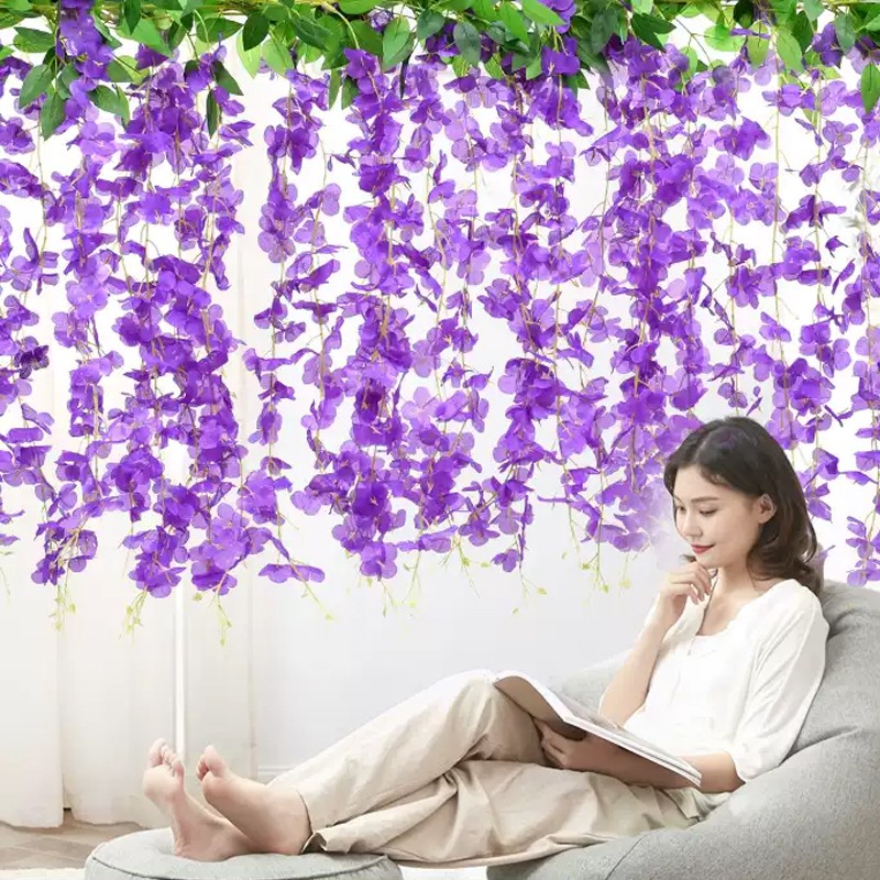 Artificial Rattan Fake Flower Strings Hanging Garland Outdoor Home Decoration