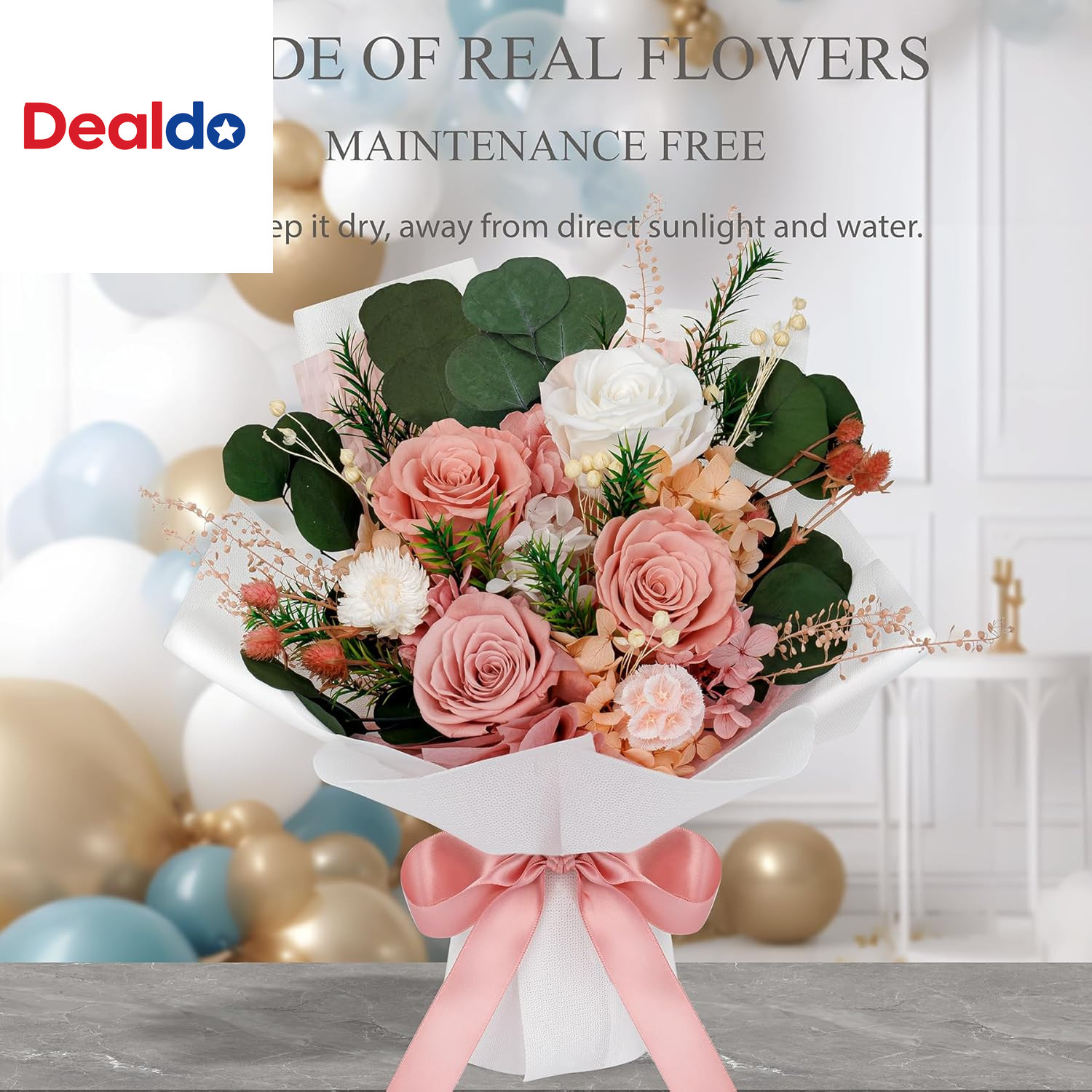 4 Roses Mixed Bouquet for Mother’S Day, Flowers for Delivery, Preserved Flowers