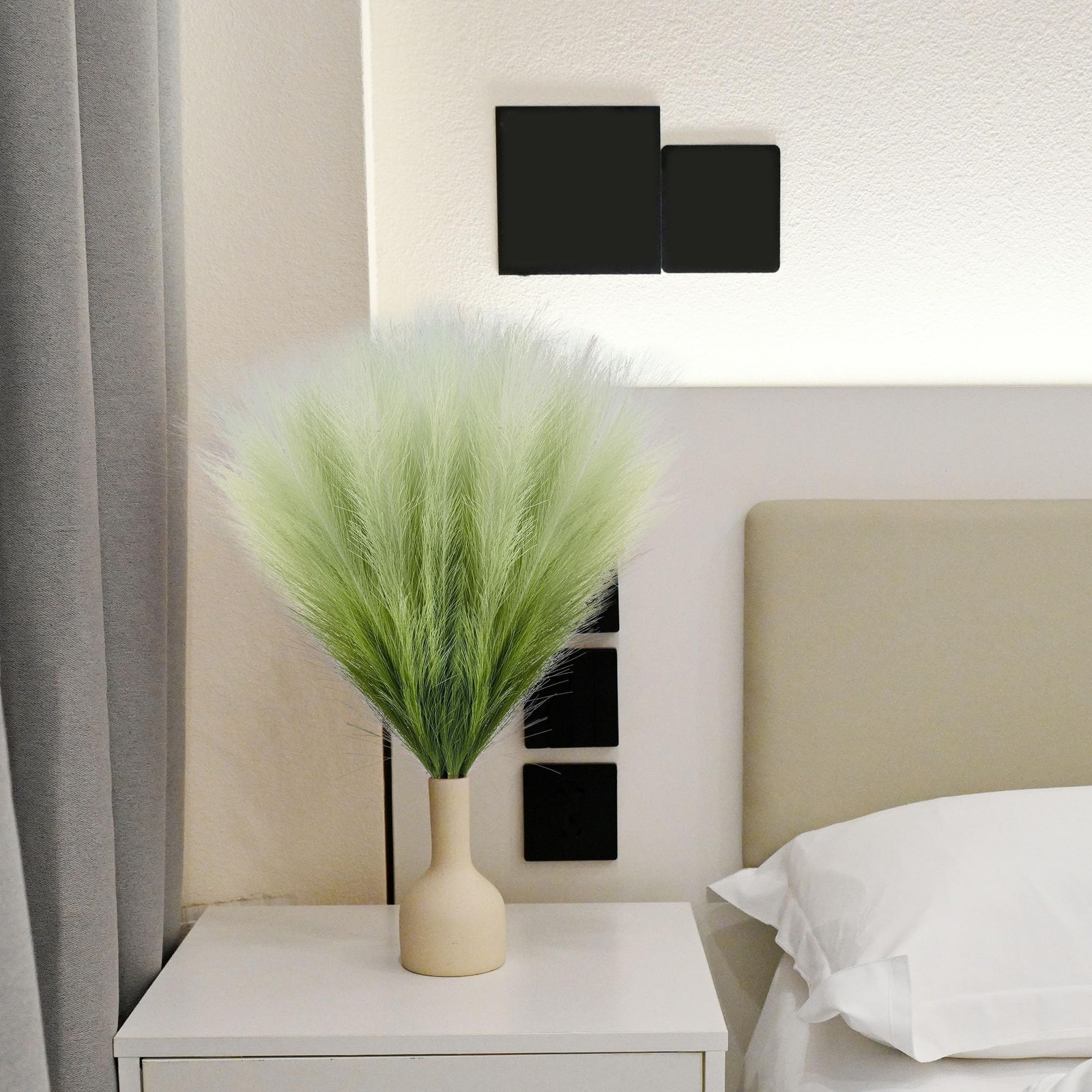 6 PCS Faux Pampas Grass Arrangement – 18″/45cm Artificial Fluffy Pompous Gras…
