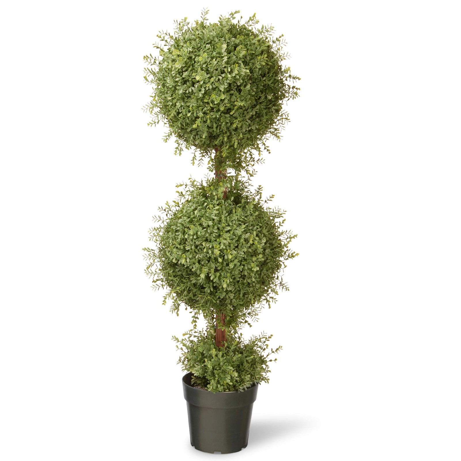 Artificial Two Ball Topiary, Green Mini Tea Leaves, Includes Black Pot Base, …