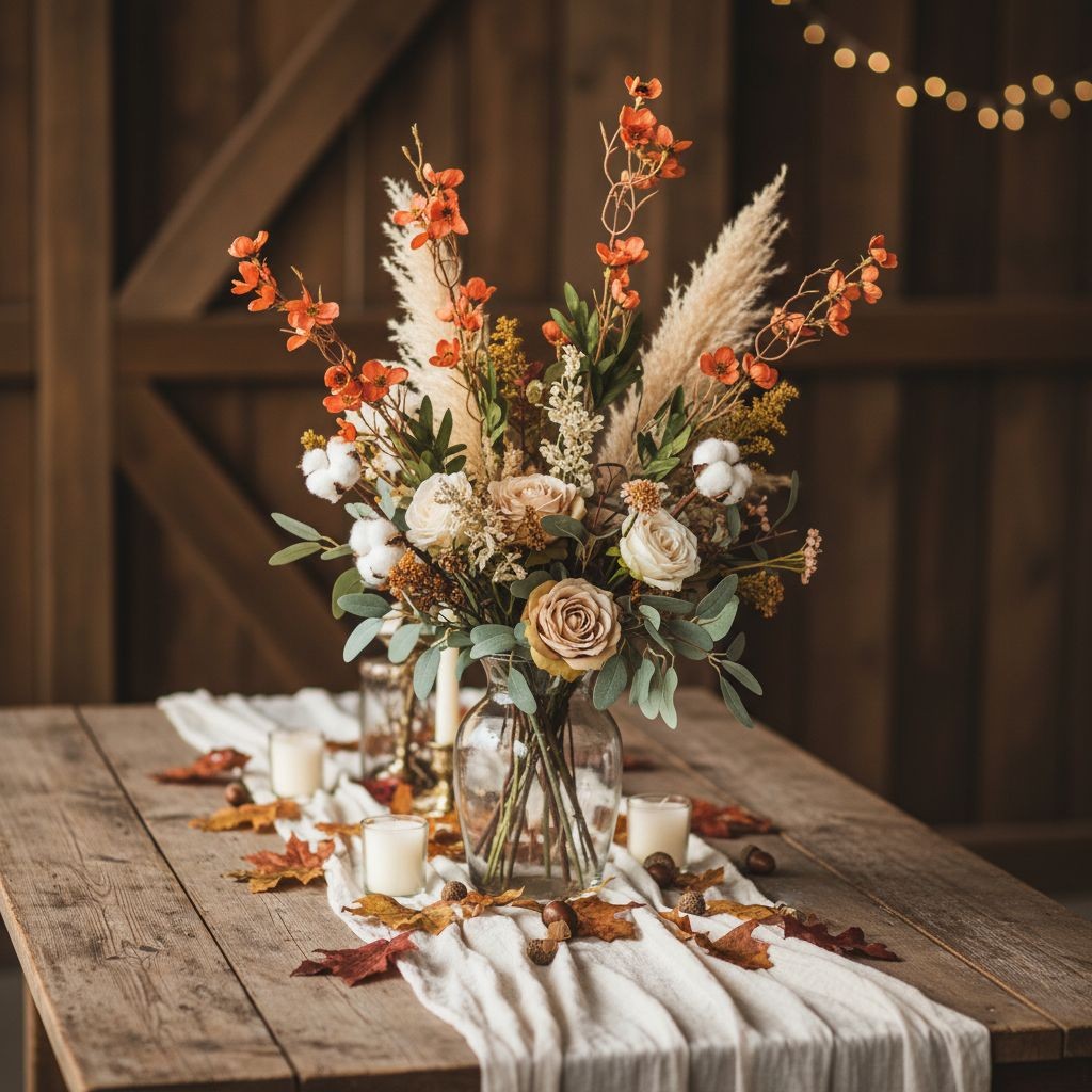 Terracotta Coral Dogwood Stems Faux Wax Flower Burnt Orange Floral Fall Decor 24