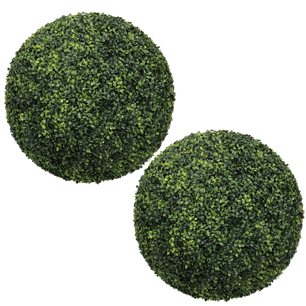 22.4IN Dark Artificial Topiary Balls Outdoor Faux Boxwood Large Decorative