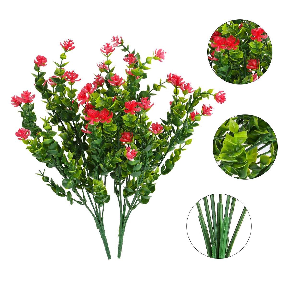 2/4/8 Bundles Artificial Flowers Outdoor UV Resistant Plastic Plant Silk Flower