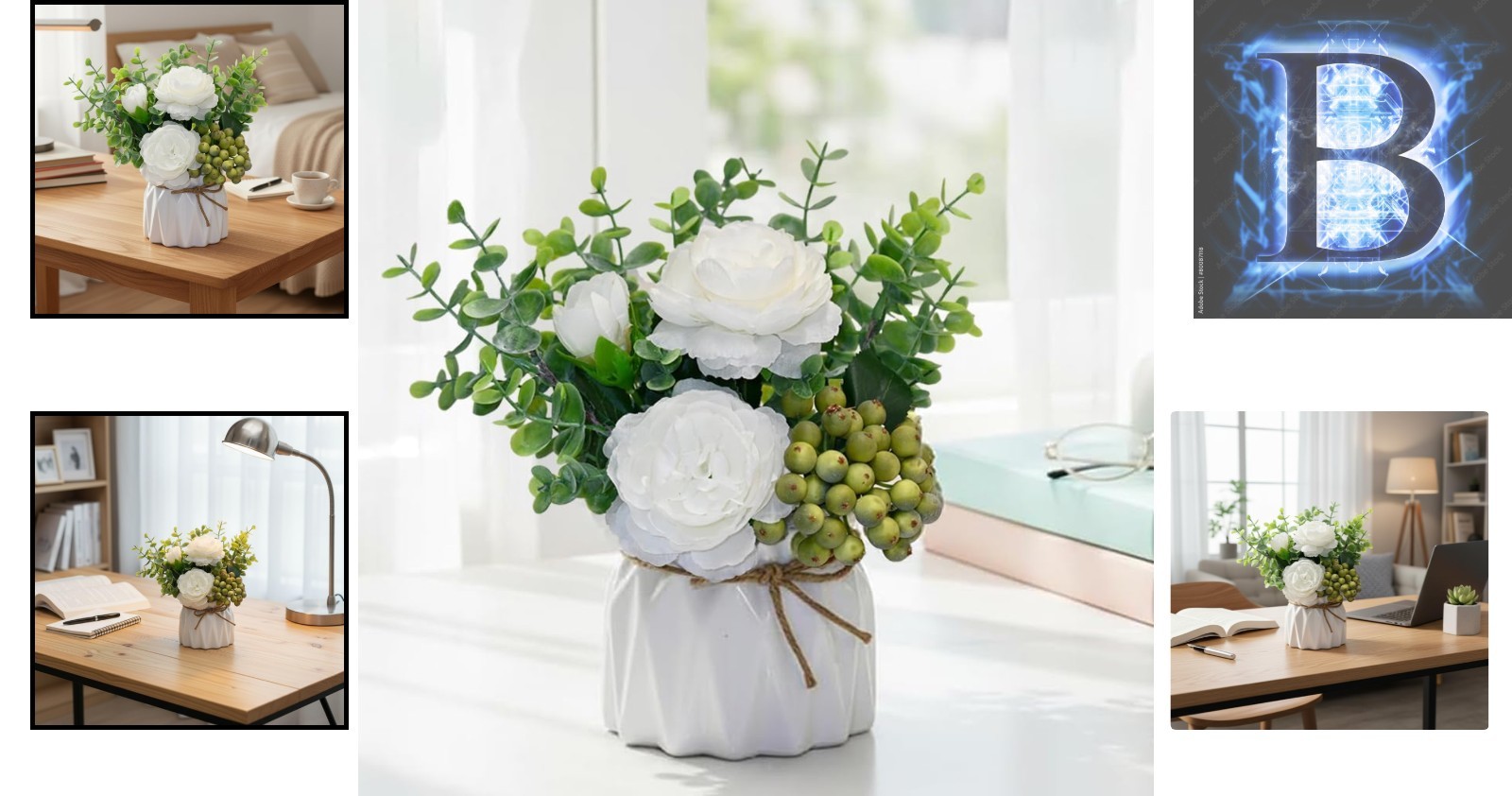 Elegant White Peony Floral Arrangement in Ceramic Vase – Low Maintenance Decor