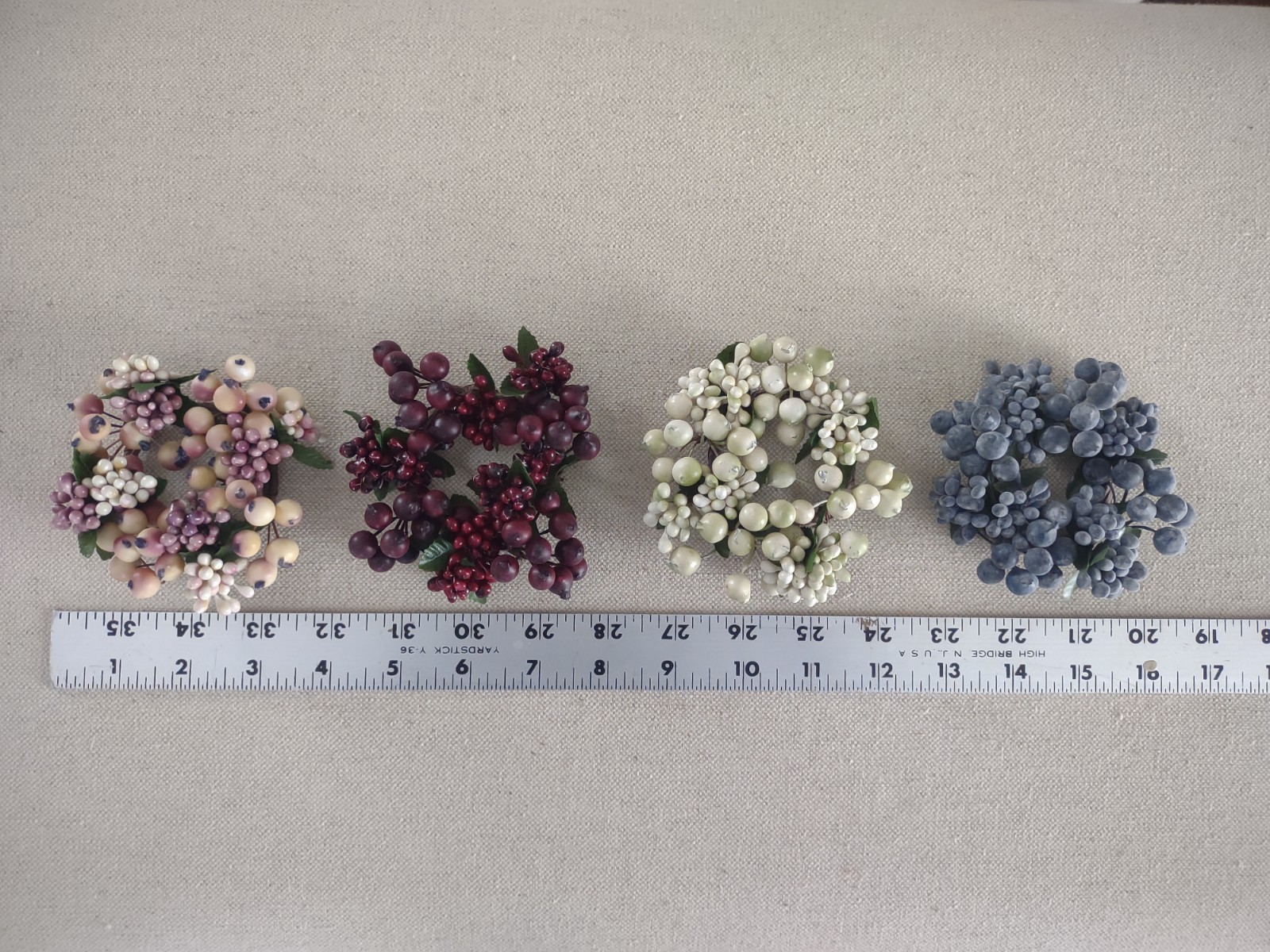 Mini Berry Wreaths 3 Inch Red, Blue, Pink, Green, Decor &Crafting NEW, SET OF 12