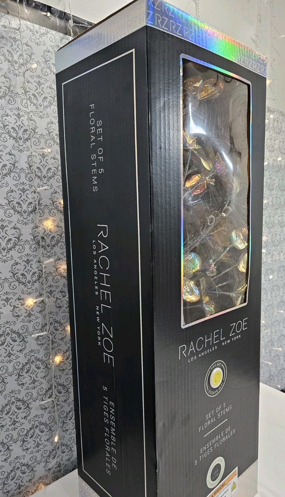 Rachel Zoe Decor Flower Set Of 5 With Led Floral Stems New In Box