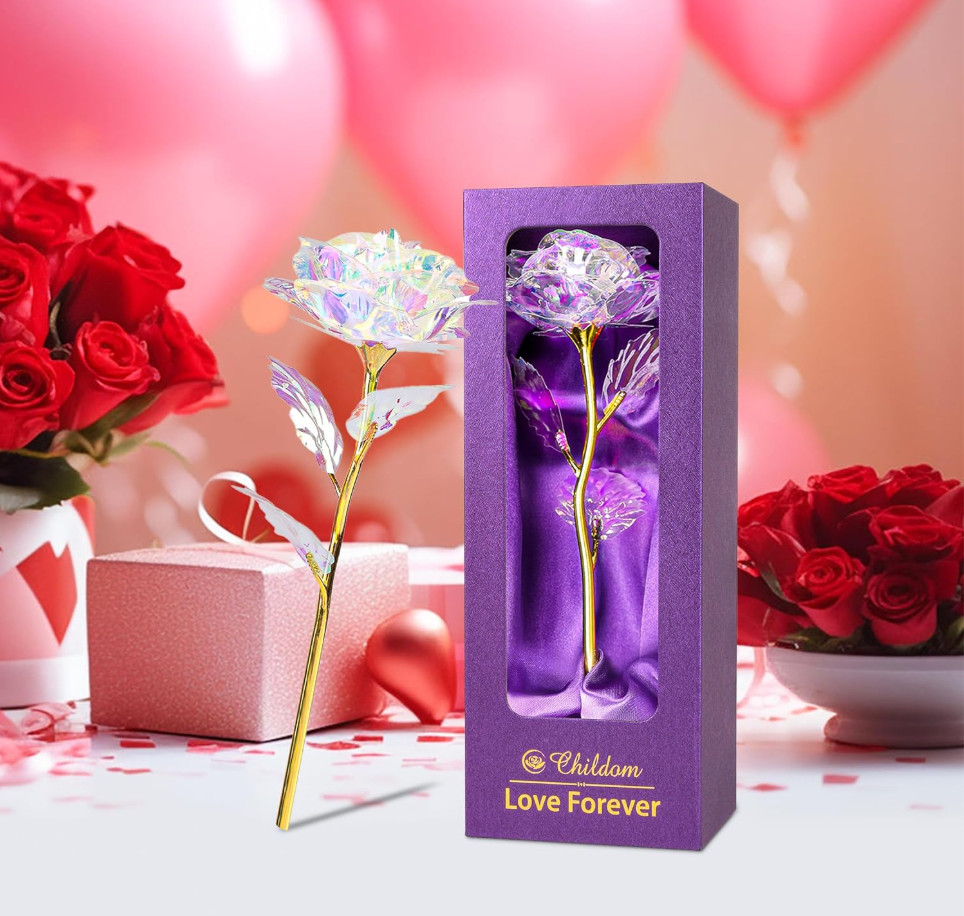 Gifts for Women Preserved Real Rose with I Love You Necklace 100 Languages