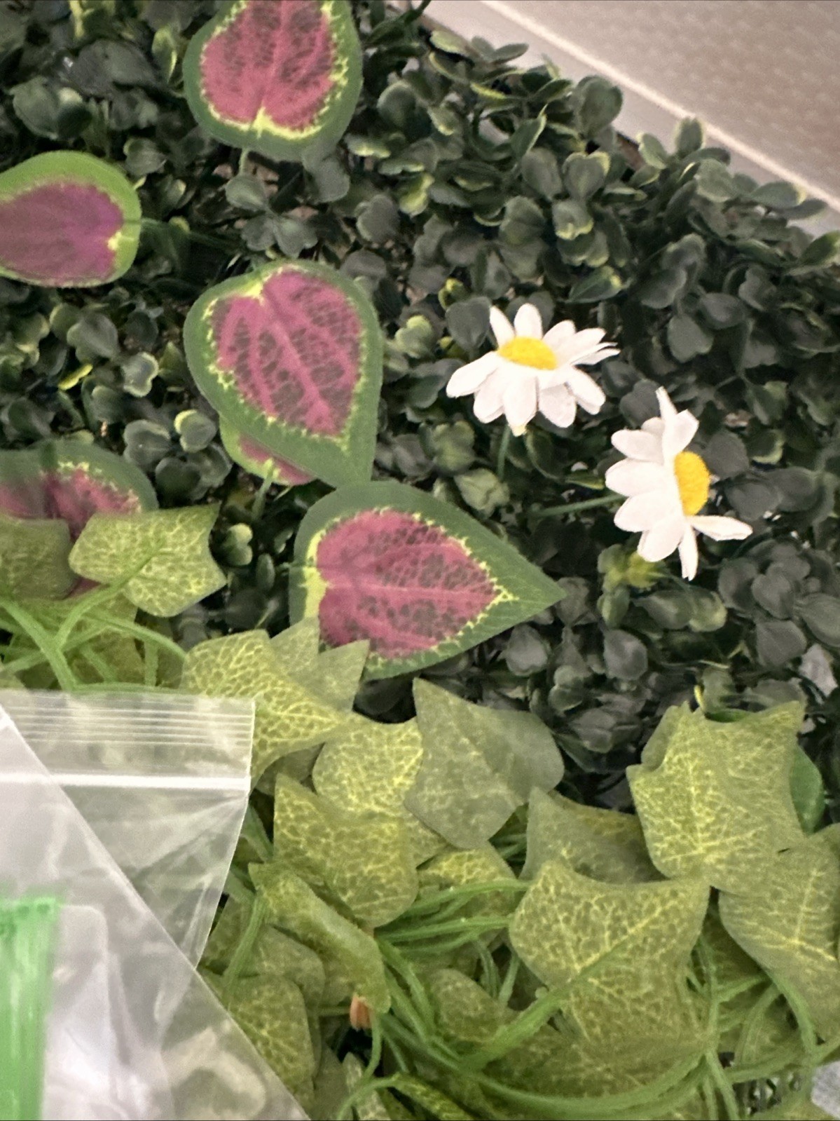 Artificial Grass/Plant Decor With Leaves And Flowers To Add