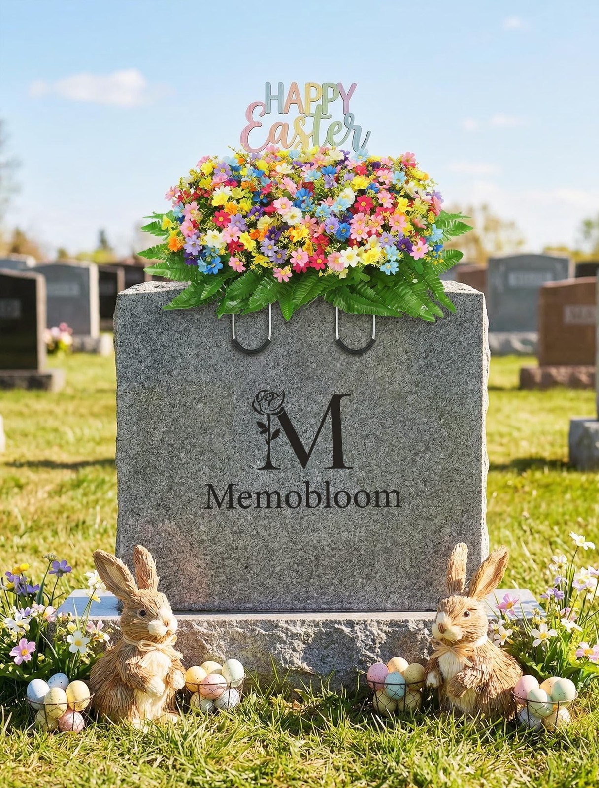 Headstone Flower Saddle Decorations: Spring Cemetery Flowers for Grave Easter…