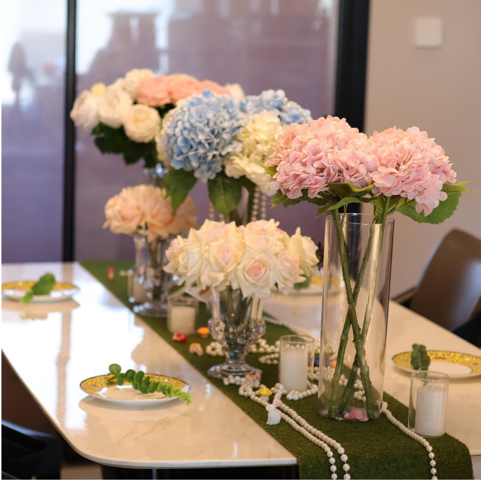Pink Hydrangea Artificial Flowers – High-End 22.5cm Oversized Heads (4pcs) | …