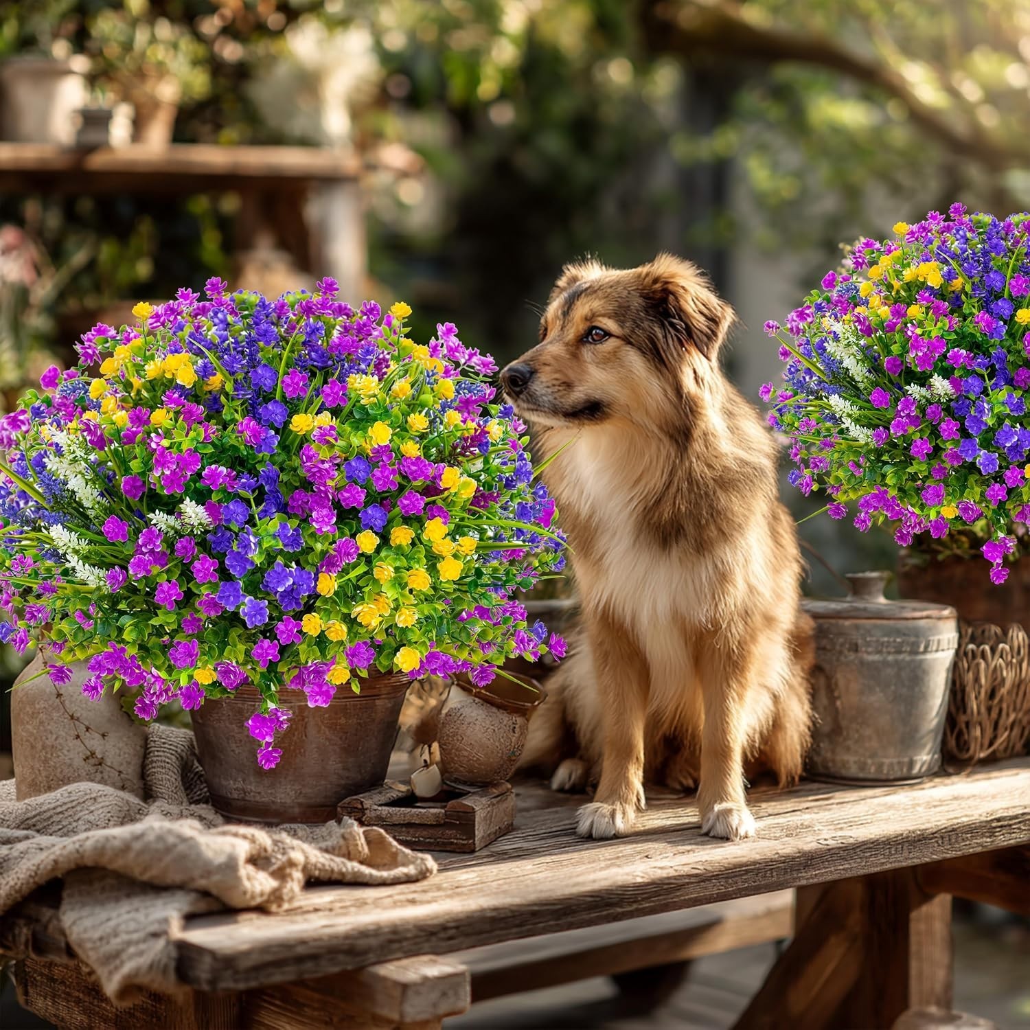 Lifelike Outdoor Faux Flower Bundles – 12 Colorful, UV Resistant Picks