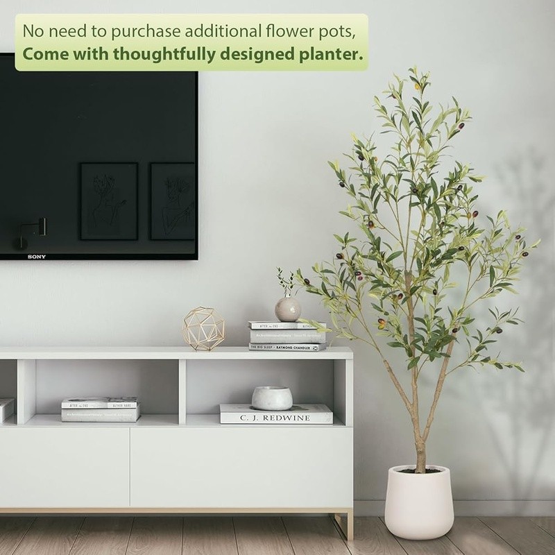 Artificial Olive Tree W/ Planter Indoor Home Decor Easy Care Faux Plant New