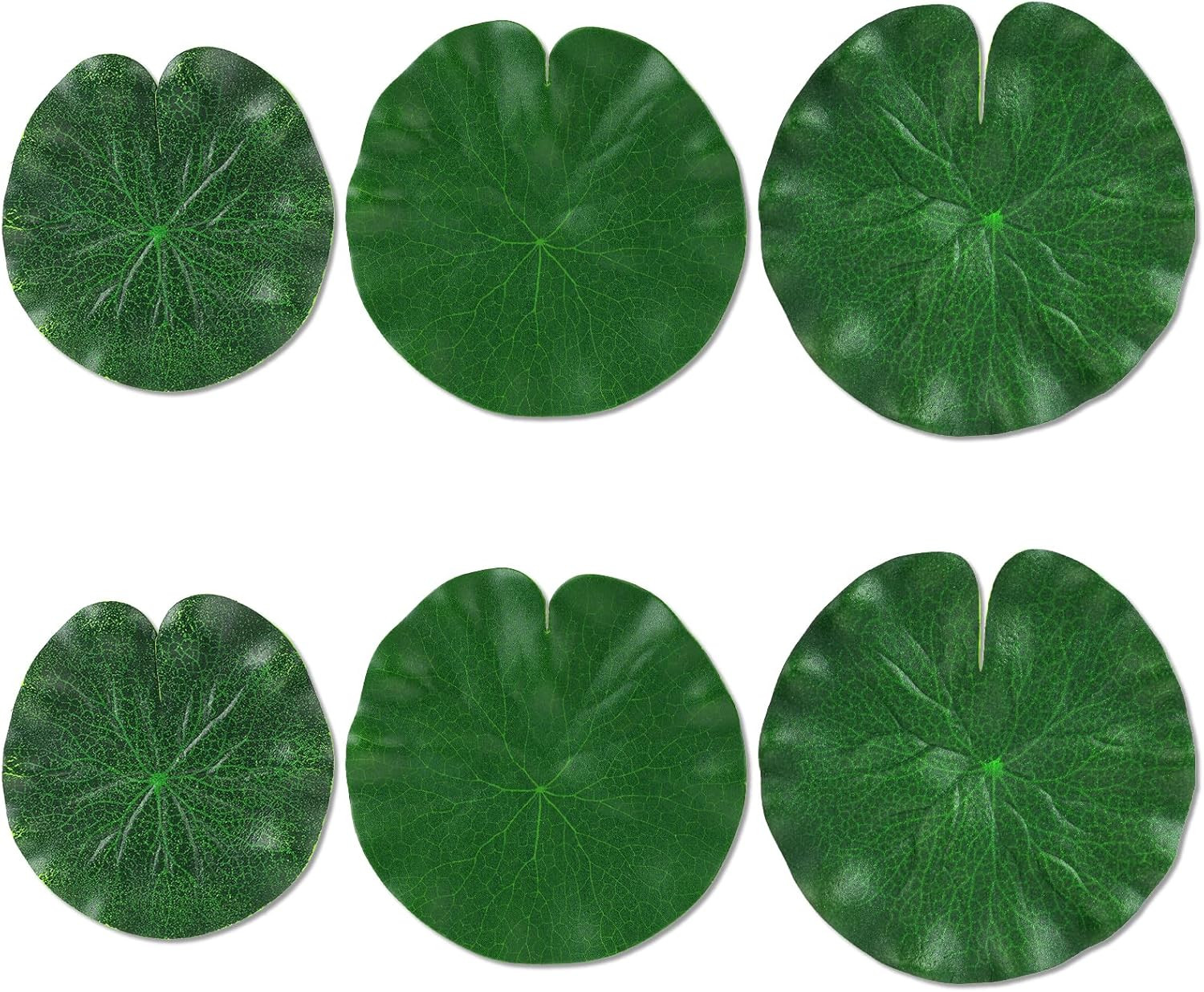 6 Pcs Artificial Lily Pads for Ponds, 3 Sizes Realistic Floating Fake Lily