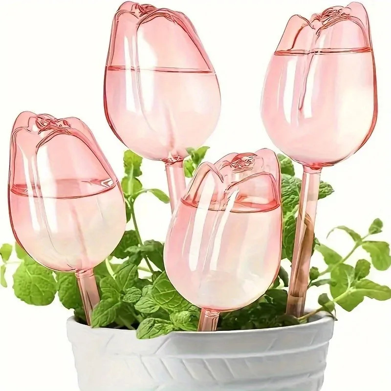 Pink tulip plant watering balls, suitable for indoor and outdoor plants