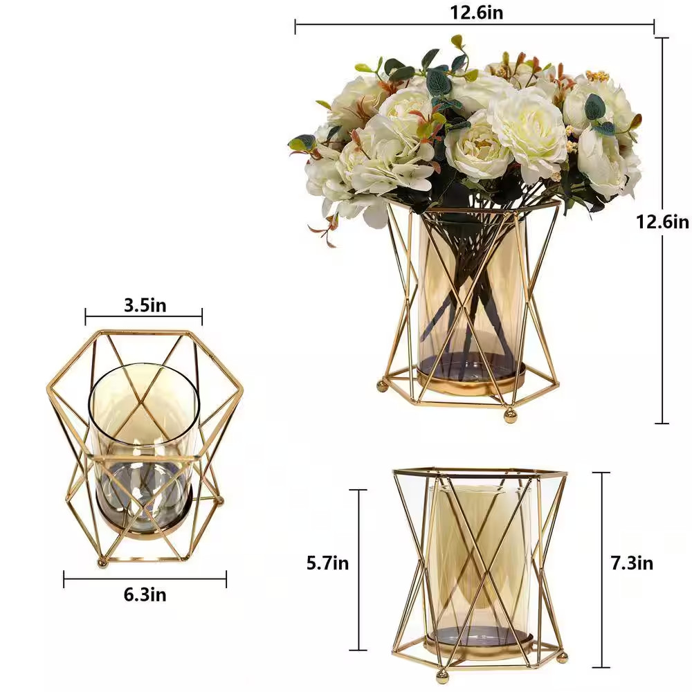 15 .7 In. H White Artificial Fake Flowers with Vase, Family Banquet Party Weddin
