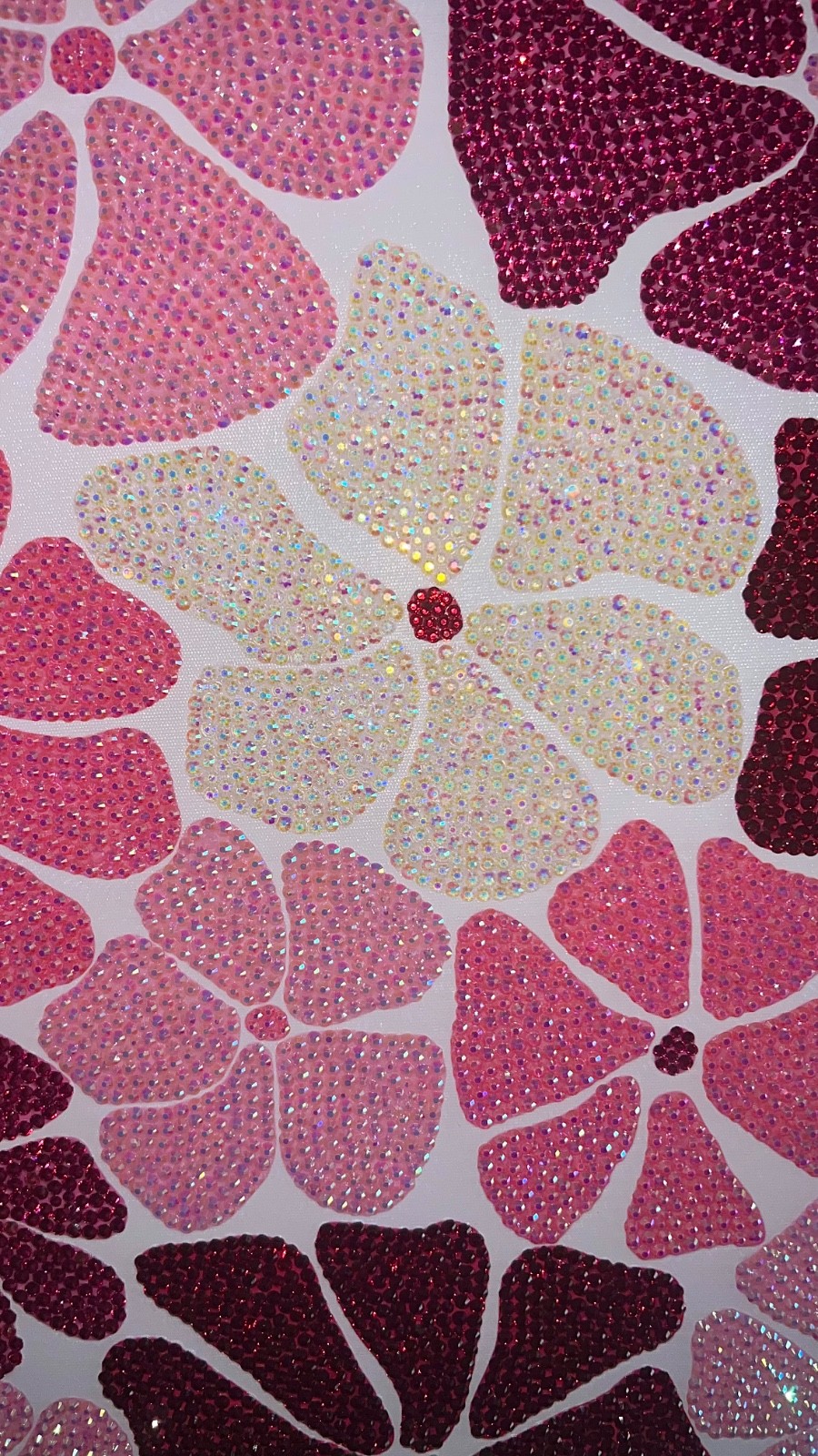 Handmade Bling Flower Wall Art Pink Rhinestone Canvas Luxury Decor 12×18”