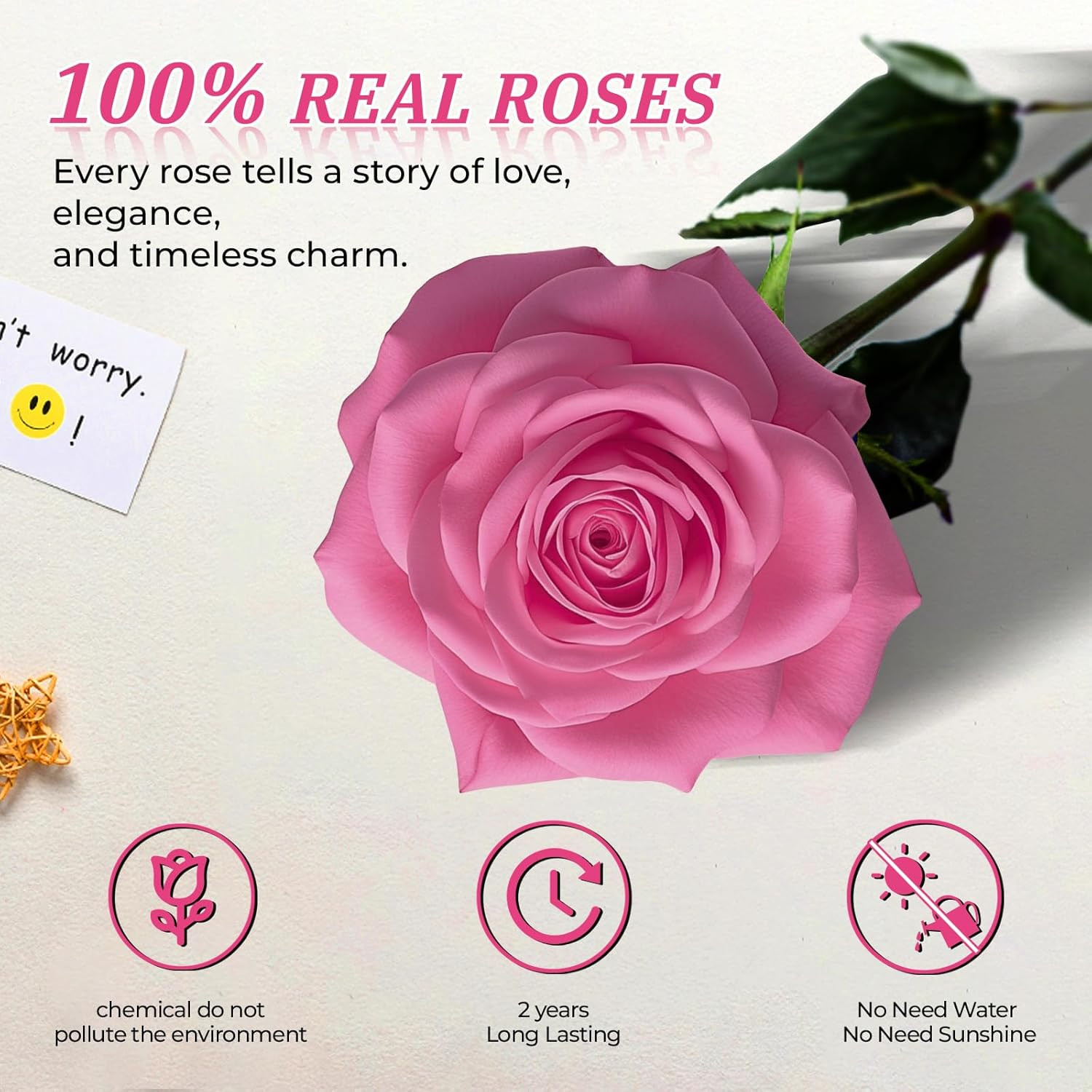 16 Pieces Forever Flower Heart Shape in a Box Preserved Pink Roses for Delivery