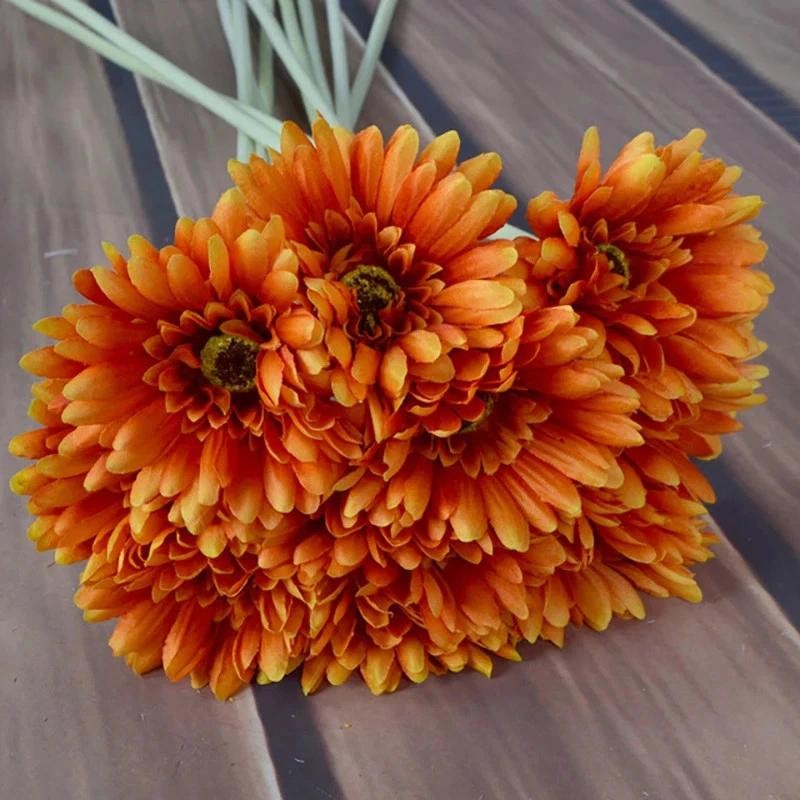 New 2/5pcs Artificial Flower 10cm Silk Daisy Coreopsis Gerbera Fake Flower Decor