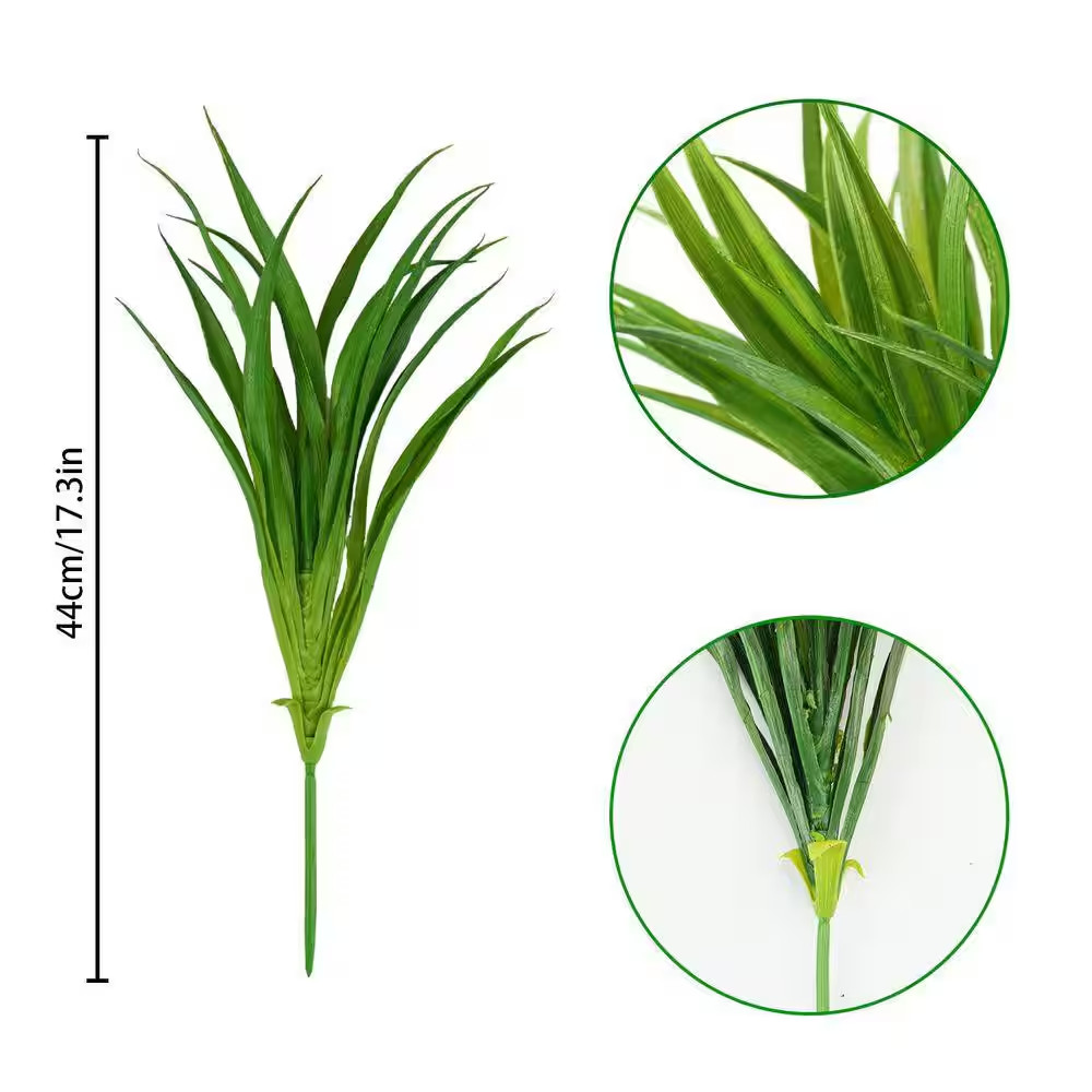 17.7 In. Green 24-Pieces Artificial Grass Plant Fake Outdoor Plastic Plants UV R