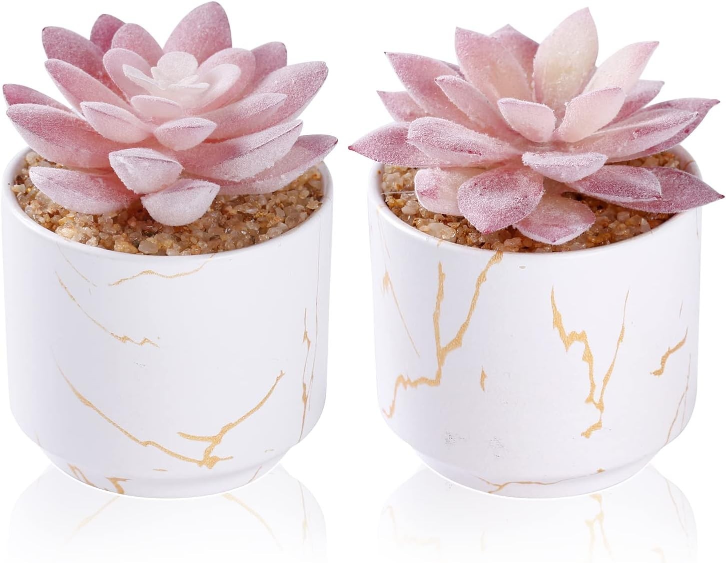 Adorable Small Fake Succulents in Elegant Ceramic Vases – Ideal Gift for Women
