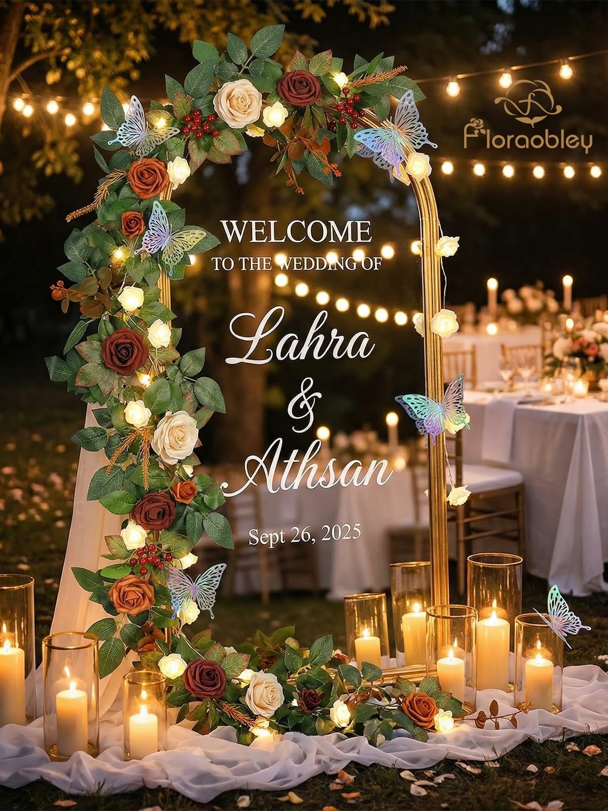 5.5FT Artificial Flower Garland Terracotta Rose & Greenery for Wedding Arch B…