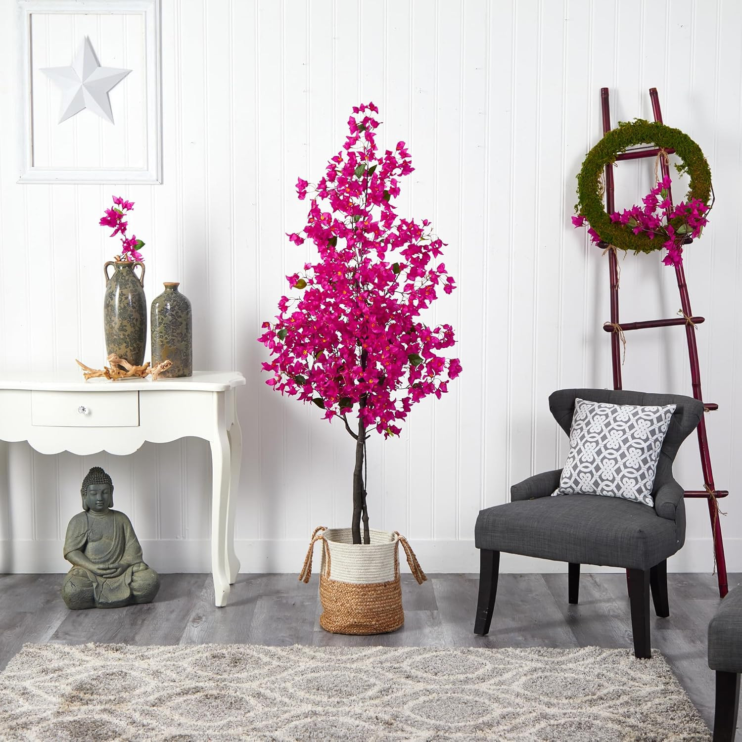 6Ft Pink Bougainvillea Tree in Handmade Jute & Cotton Basket –