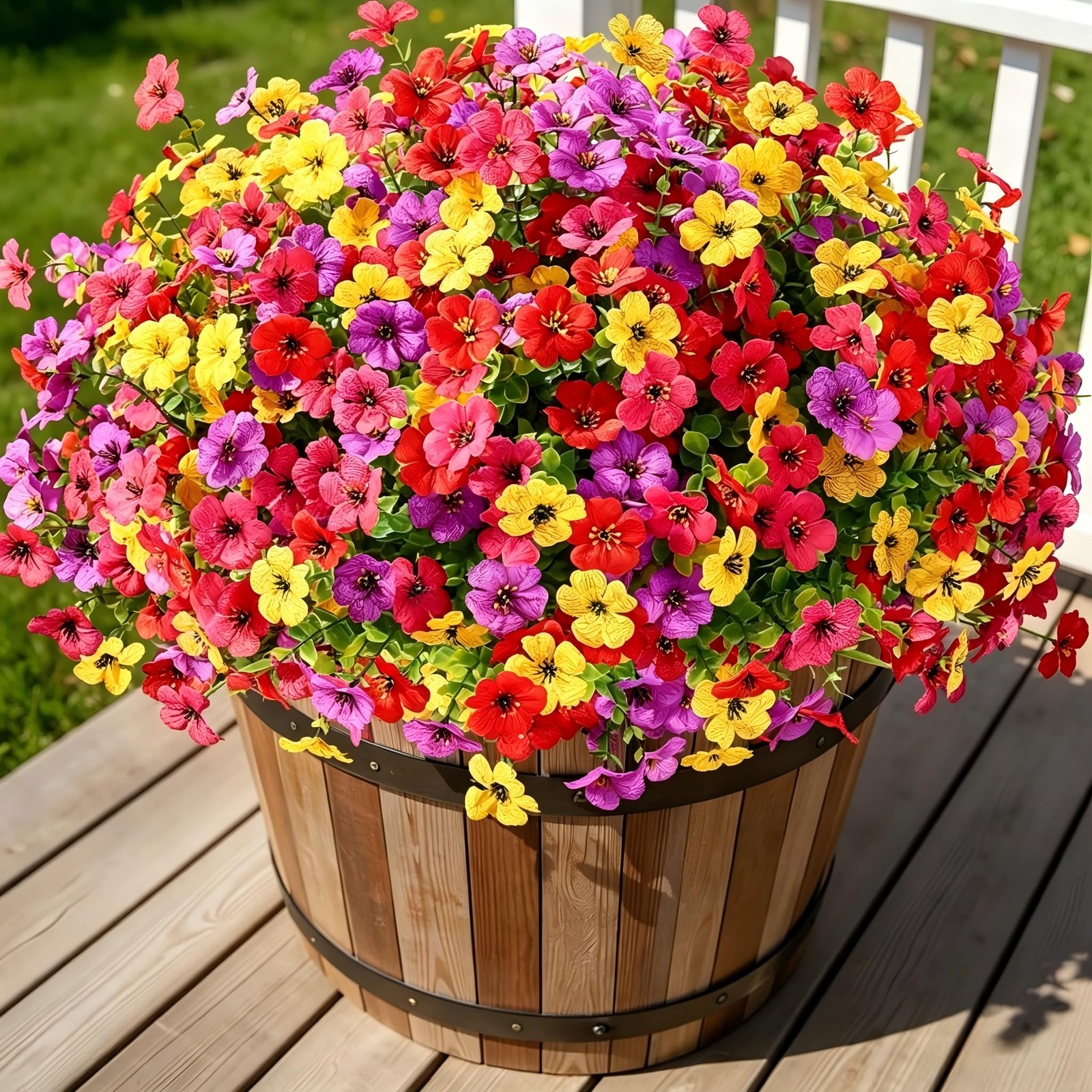 36 Bundles Artificial Flowers for Outdoors, UV Resistant Fake Plants Decor | …