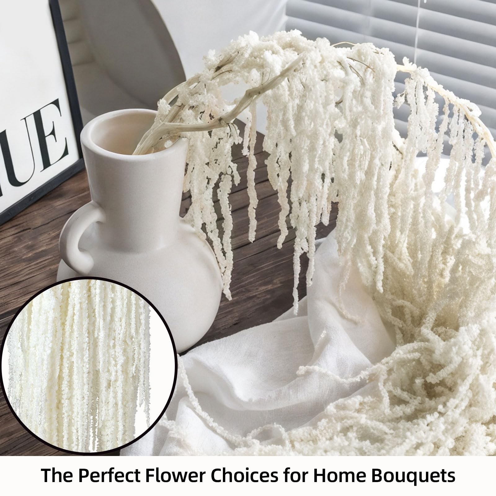5 PCS Dried Amaranthus Hanging Flowers White 24 Inch Arch Wall Home Decor